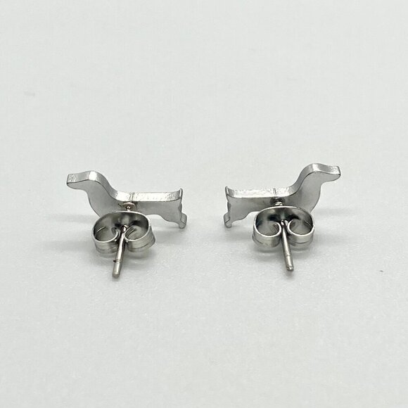 Silver Dachshund Weenie Dog Earring Pair - Picture 5 of 8